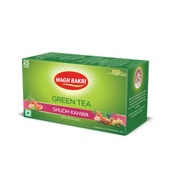 Wagh Bakri Shudh Kahwa Green Tea With Rock Salt - Pack Of 2 X 25 Enveloped Tea Bags | Naturally Rich In Antioxidants - Caffeine Free