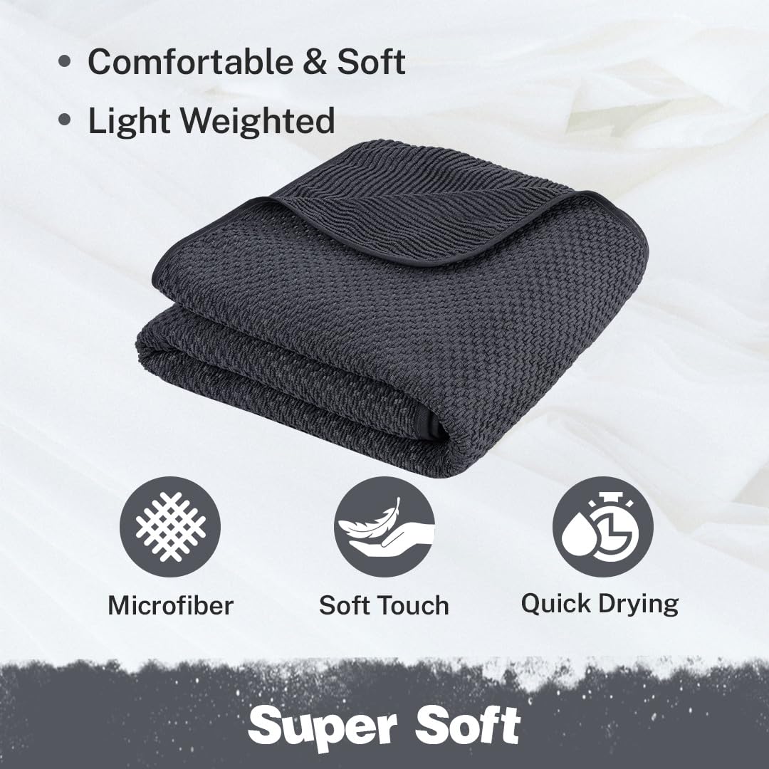 Fezora Microfiber Contler Bath Towels 320 Gsm | Large Size Bath Towel Soft & Absorbent Bath Towel For Men & Women (Dark Grey)