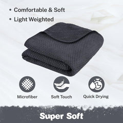 Fezora Microfiber Contler Bath Towels 320 Gsm | Large Size Bath Towel Soft & Absorbent Bath Towel For Men & Women (Dark Grey)
