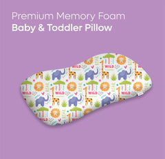 Premium Memory Foam Baby & Toddler Pillow, For Head, Neck & Back Support - 20.5 X 11.5 X 2.5 Inch | Removable Cover | Perfect For Sleeping, Reading, Resting | 2 To 9 Years, Animal Print