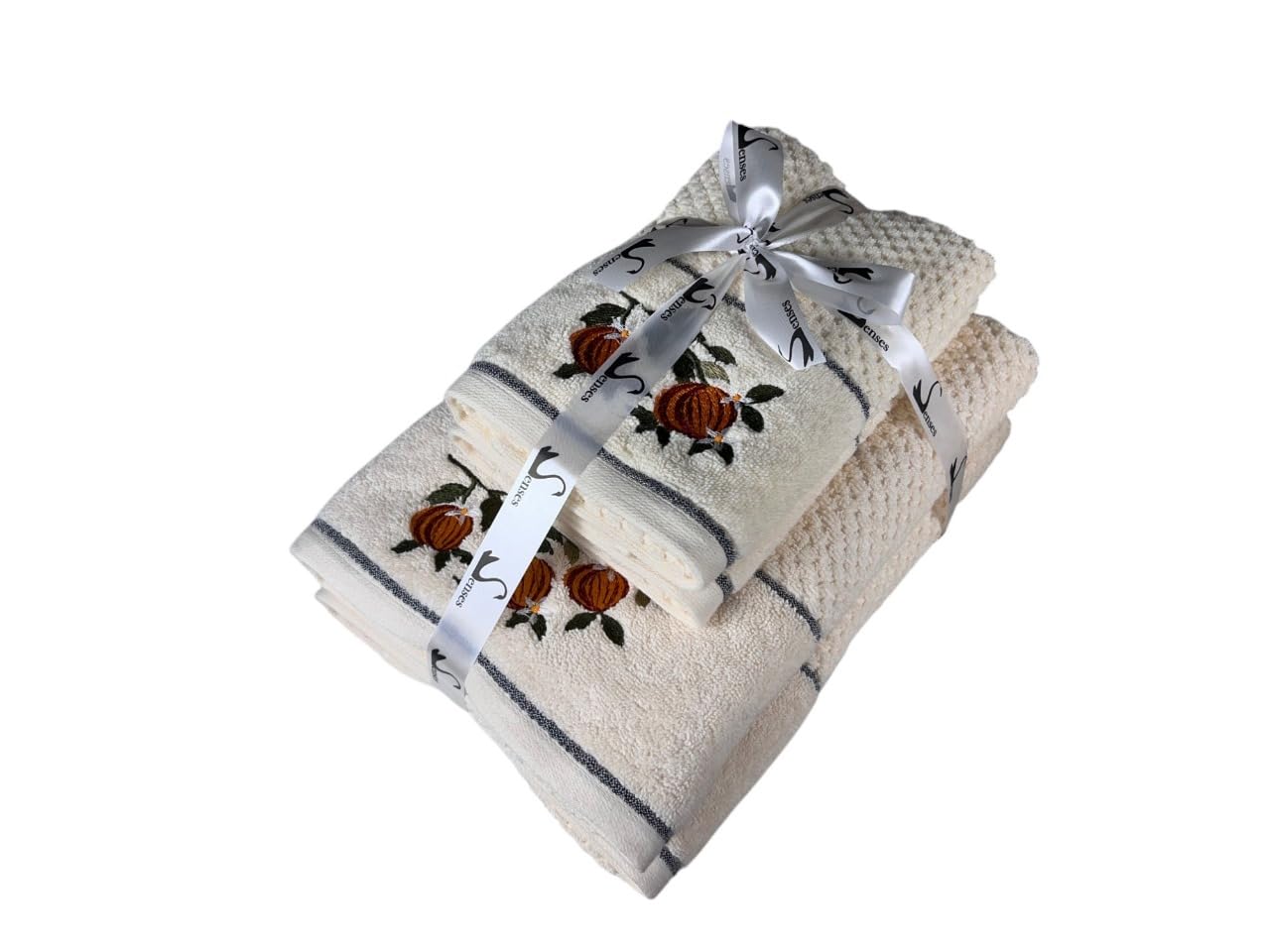 Senses By Riba All Cotton 550 Gsm Embroidered Bath Towel Set - Pack Of 4 (Style 15)