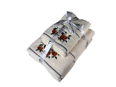 Senses By Riba All Cotton 550 Gsm Embroidered Bath Towel Set - Pack Of 4 (Style 15)