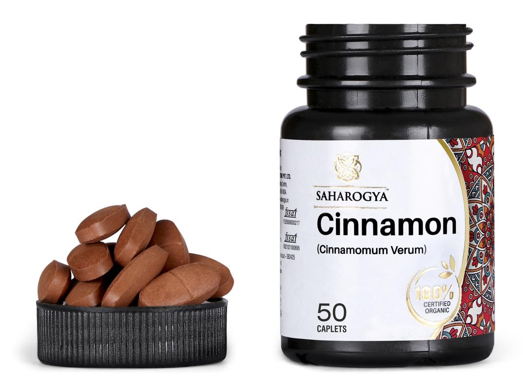 Saharogya Organic Cinnamon Herbal Supplement For Men & Women, Enhances Daily Wellness, Crafted From High - Quality | 50 Caplets 50gm 0.1lbs