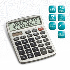 Hauser Hc-837mt Desktop Series Electronic Calculator | 12 Digits Calculator | Square Root Function | Big Display & Auto Replay | Dual Power With Solar | 112 Steps Check & Correct | Grey