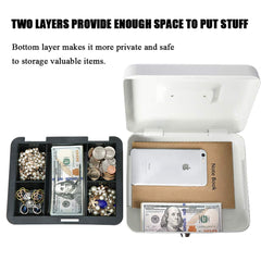 Locking Large Metal Cash Box With Money Tray, Lock Box, Colour - Blue, Material - Metal , Special Feature