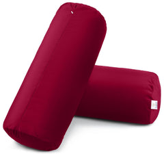 Microfiber Bolster Pillow For Bed & Sofa, Side, Diwan, Maroon - 10 X 25 Inch | Round Side Pillow | Light, Soft & Fluffy For Neck & Back Support | Washable, Velvet Cover With Zip - Set Of 2