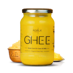Natural Premium A2 Gir Cow Bilona Desi Ghee By Aumilk | Rich In Nutrients Healthy Desi Cow Ghee Good For Skin & Hair | (500ml) 16.9 Ounce | Jar Pack