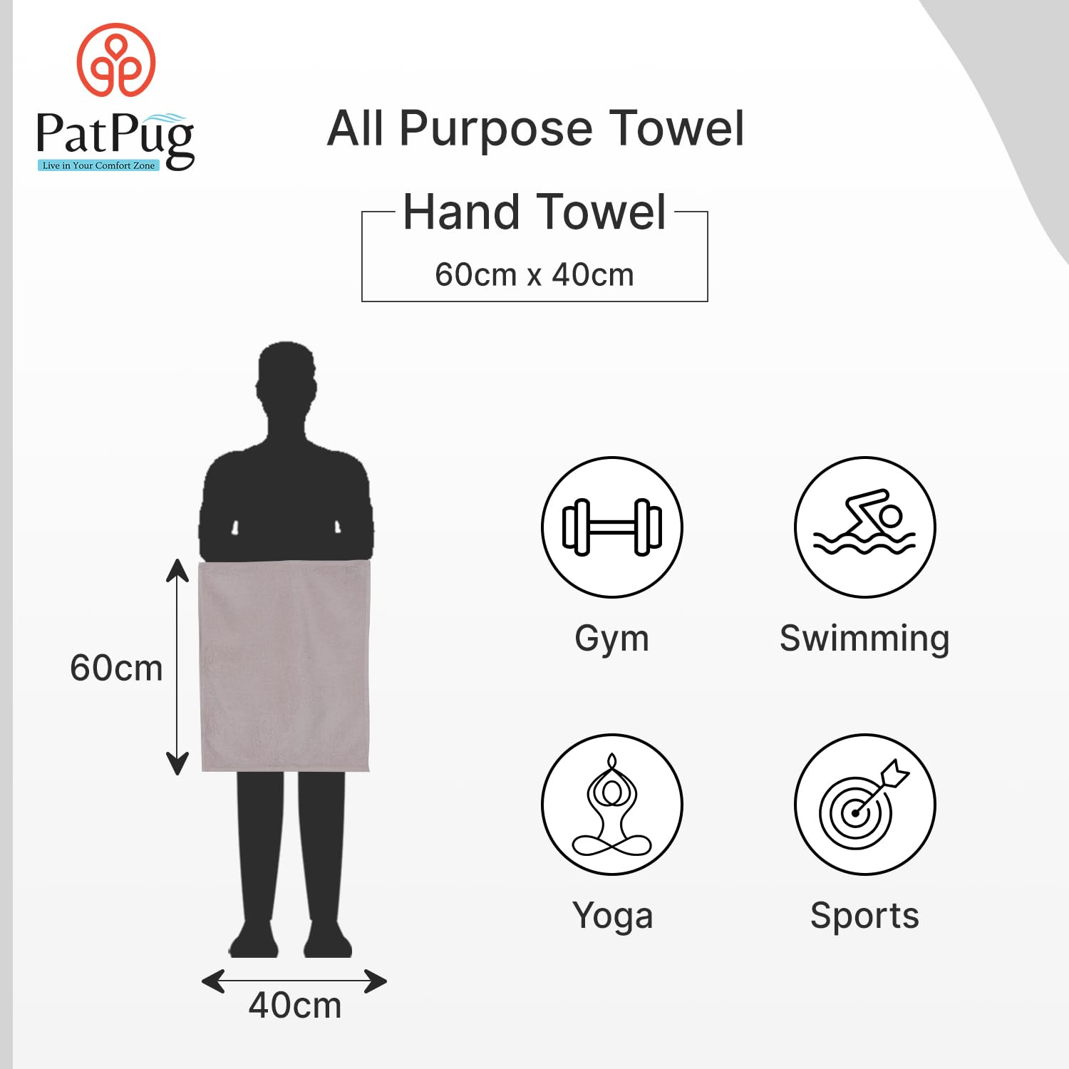 Patpug Ultra Soft Microfiber Hand Towel 400 | Comfortable, Fade Resistant, Highly Absorbent, Quick Drying Towel (Dark Grey) - 2 Piece