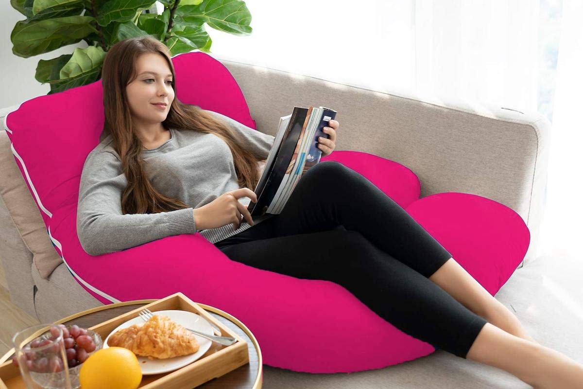 Premium Multipurpose Microfiber Pregnancy Pillow For Pregnant Women - Hot Pink | 100% Cotton, Zippered Cover, Lightweight, Removable Cover, Full Body Pillow, Soft Pillow - Pack Of 1