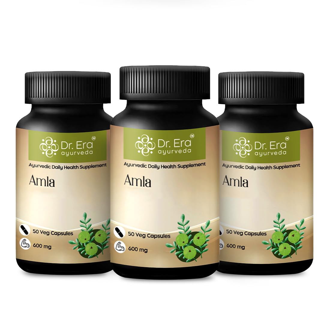 Dr. Era Ayurveda Amla Tablet Pure Herbs Used, Rich In Vitamin C & Antioxidants, Improves Digestion, Enhances Vision | 50 Veg Tablets 100gm 0.2lbs Each Pack Of 3