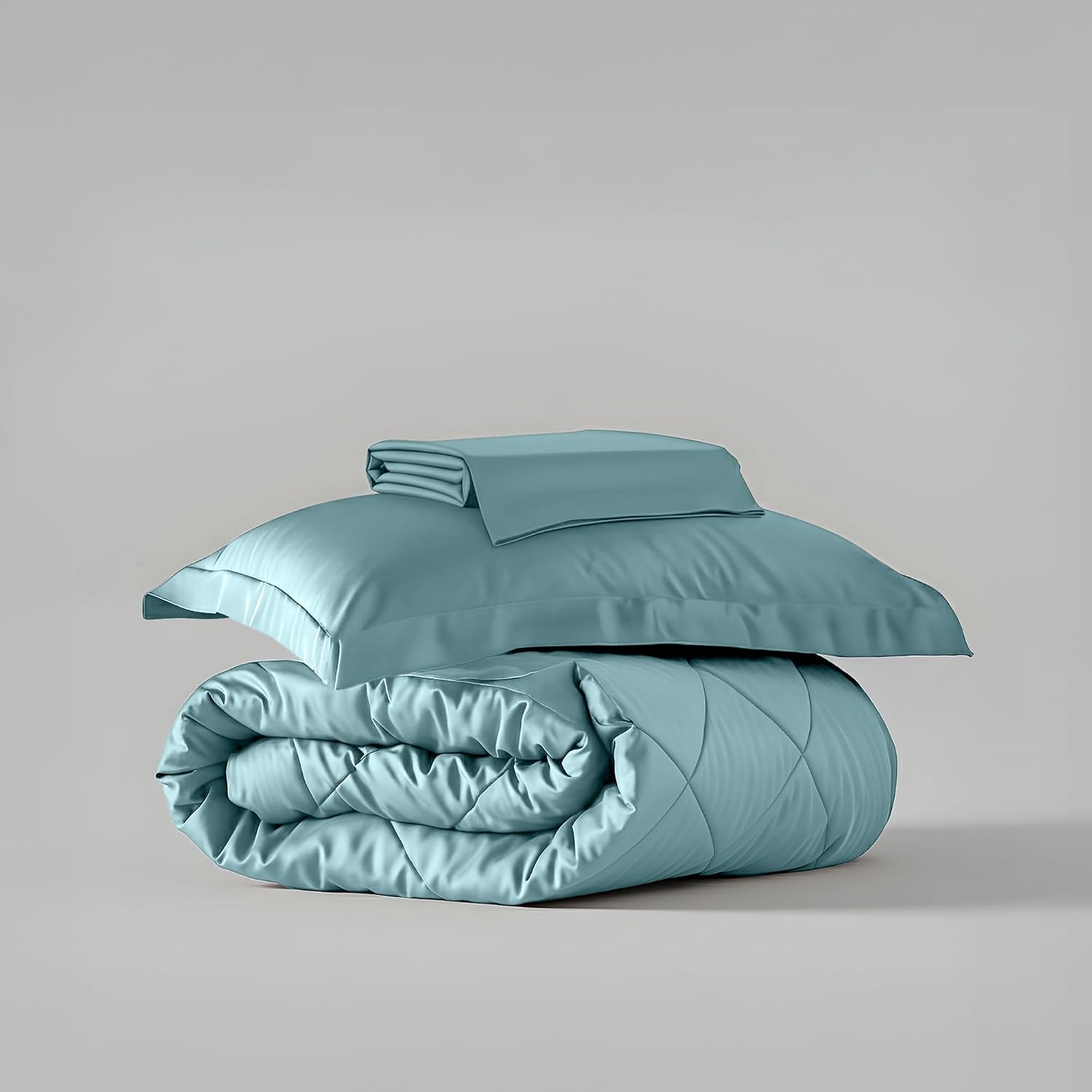 Single Bedsheet + Comforter With 1 Pillow Covers - 60 X 90 Inches, Dreamy Blue | Ideal For Gift Special Occasions | Perfect Romantic Bedsheet For Couples