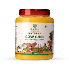 100% Pure Desi Cow Ghee By Jivika Naturals | Good Source Of Vitamin A & Healthy Desi Ghee Perfect For Digestive Health | (1 Litre) | 33.8 Ounce | Jar Pack