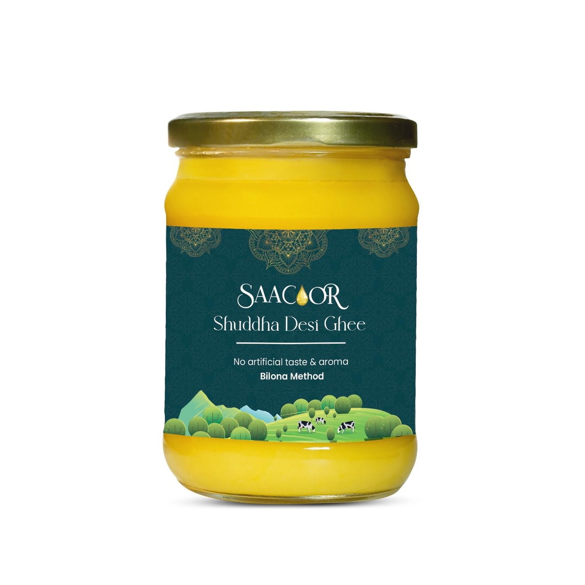 100% Pure Shuddha Desi Ghee By Saacoor | Traditional A2 Ghee Bilona Method Healthy Bilona Ghee For Cooking & Baking | (500ml) 16.9 Ounce | Jar Pack
