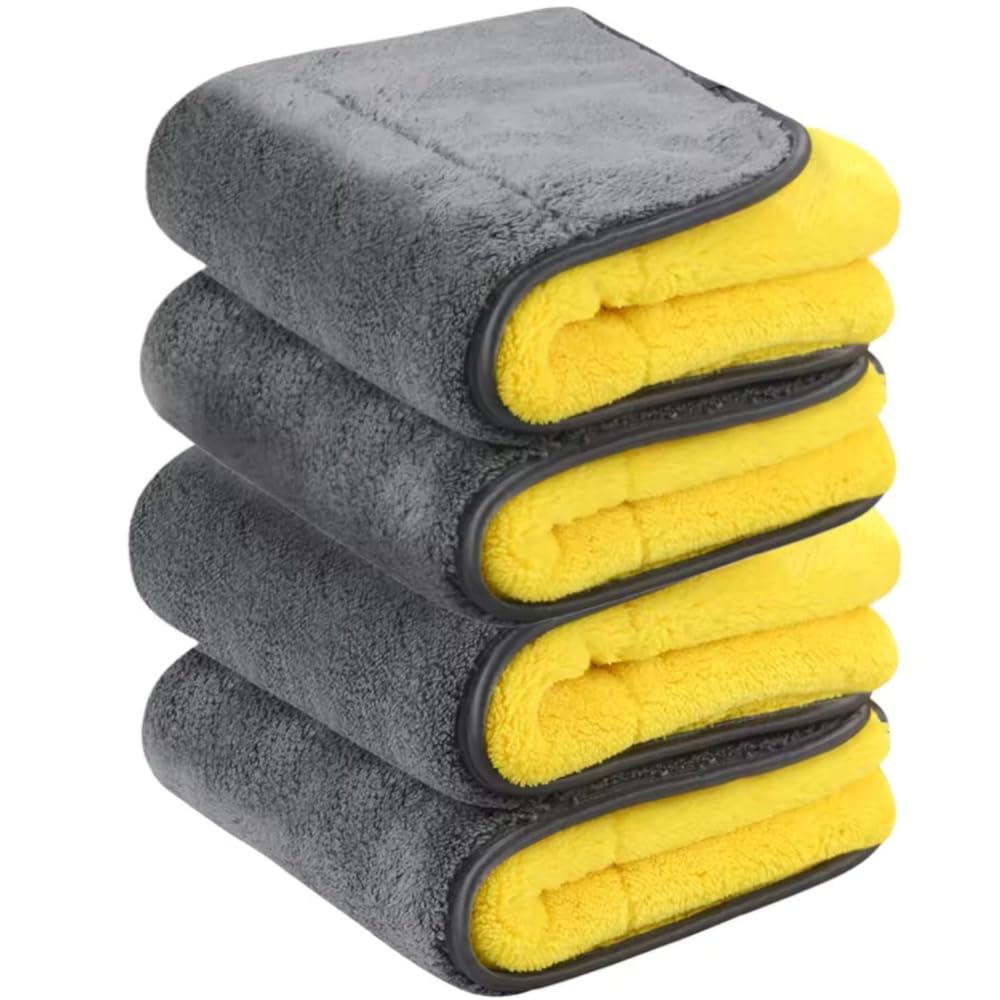 Detachi Dual Sided Microfiber Cloth 900 Gsm | Thick Lint & Streak-Free Multipurpose Cloths | Absorbent Extra Thick Plush Towel For Cleaning, Washing & Drying - Dual (4 Pcs)
