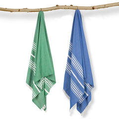 Mush Bamboo Turkish Towel 280 Gsm | 100% Bamboo Ultra Soft, Absorbent & Quick Dry Towel For Bath, Beach, Pool, Travel, Spa & Yoga (Blue & Dk. Green)