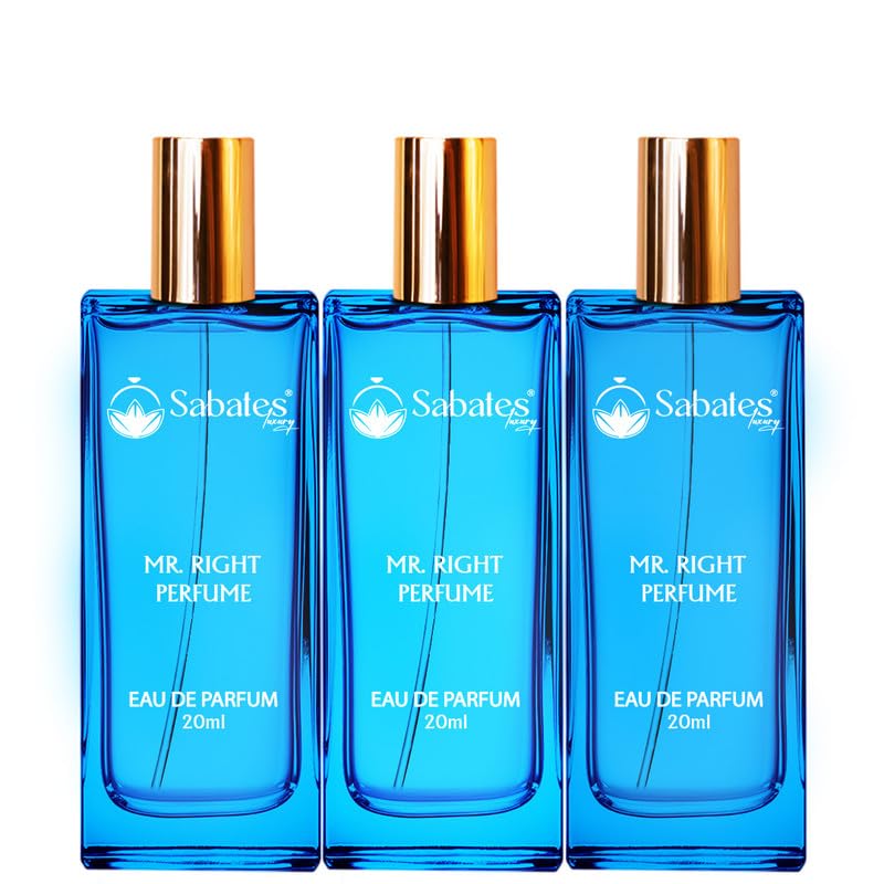 Sabates Mr. Right Eau De Parfum Each 20ml 0.6 Fl.oz. Combo Of 3 | Intense & Long Lasting Spicy Oriental Fragrance