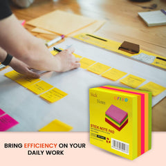 Super Sticky Note 3 X 3 Inches, Pack Of 5 Pads, Multicolor - 400pcs | Great Color Combination Pack
