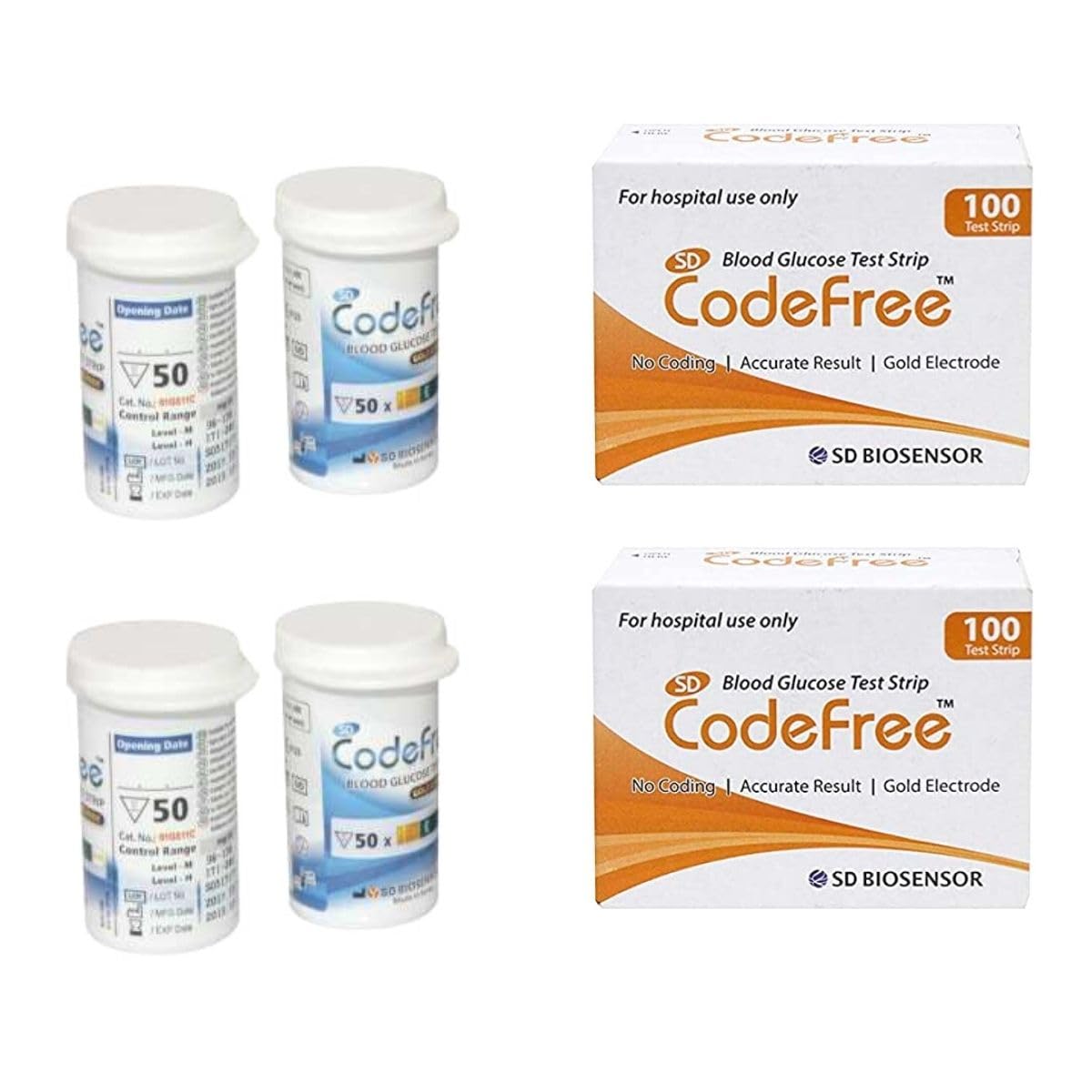 SD Codefree Blood Glucose Test Strips (Pack of 200) - Glucometer Strips