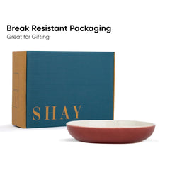 Ceramic Pasta Bowl Set Of 2 Pcs, 22cm - Burgundy Outside, 300ml Each | Stoneware Ceramic Serving Bowls With Glossy Finish | Pasta Plate - Deep Plate | Ceramic Bowl - Pasta Serving Plate