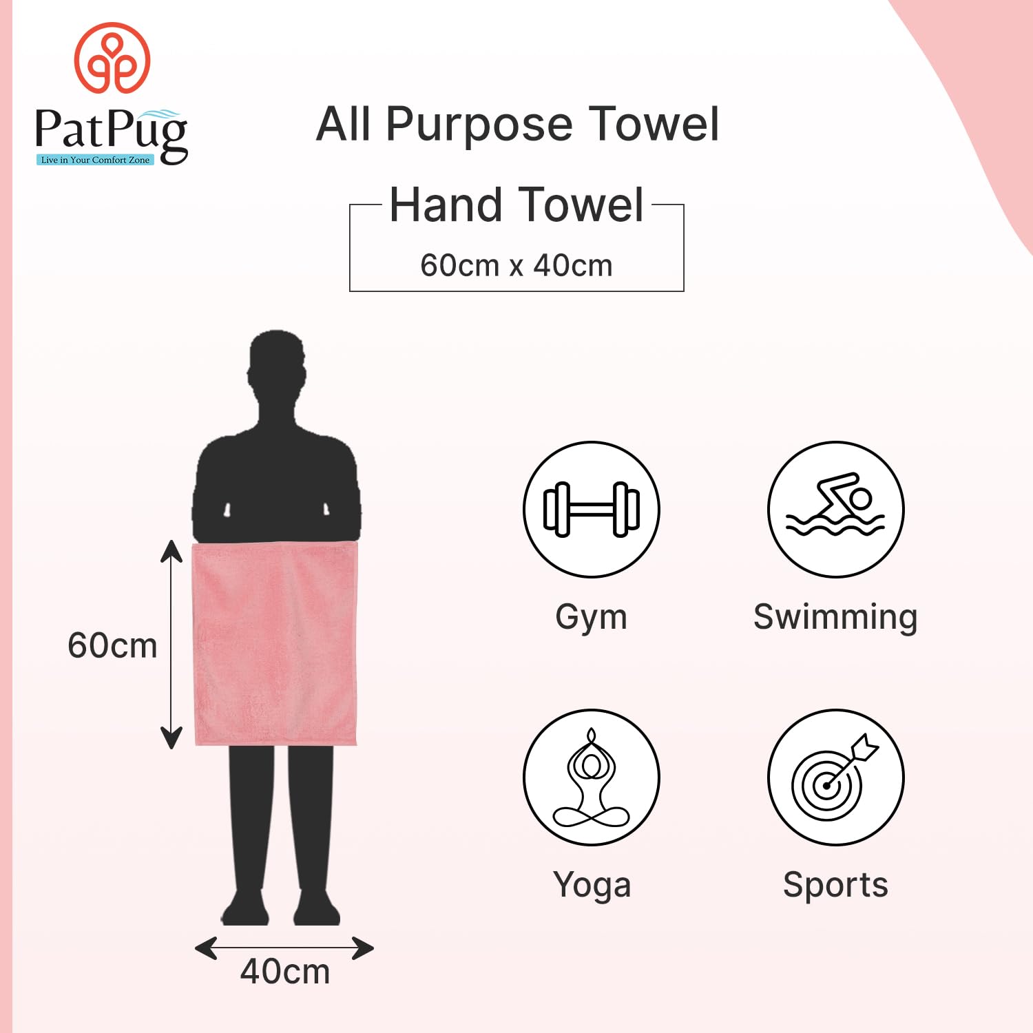 Patpug Ultra Soft Microfiber Hand Towel 600 | Comfortable, Fade Resistant, Highly Absorbent, Quick Drying Towel (Dark Grey & Baby Pink) - 4 Piece