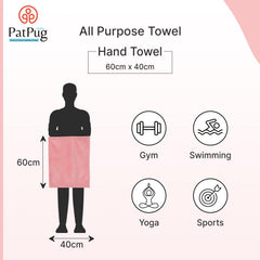 Patpug Ultra Soft Microfiber Hand Towel 600 | Comfortable, Fade Resistant, Highly Absorbent, Quick Drying Towel (Dark Grey & Baby Pink) - 4 Piece