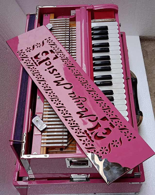 Musical Instrument Harmonium With Full Padding Chain Cover - 9 Scale Changer (With Coupler), 37 Italian Keys, 3 3/4 Octave, 3 Set Of Premier Star Reeds (Male, Male & Female), Seven Folded Below