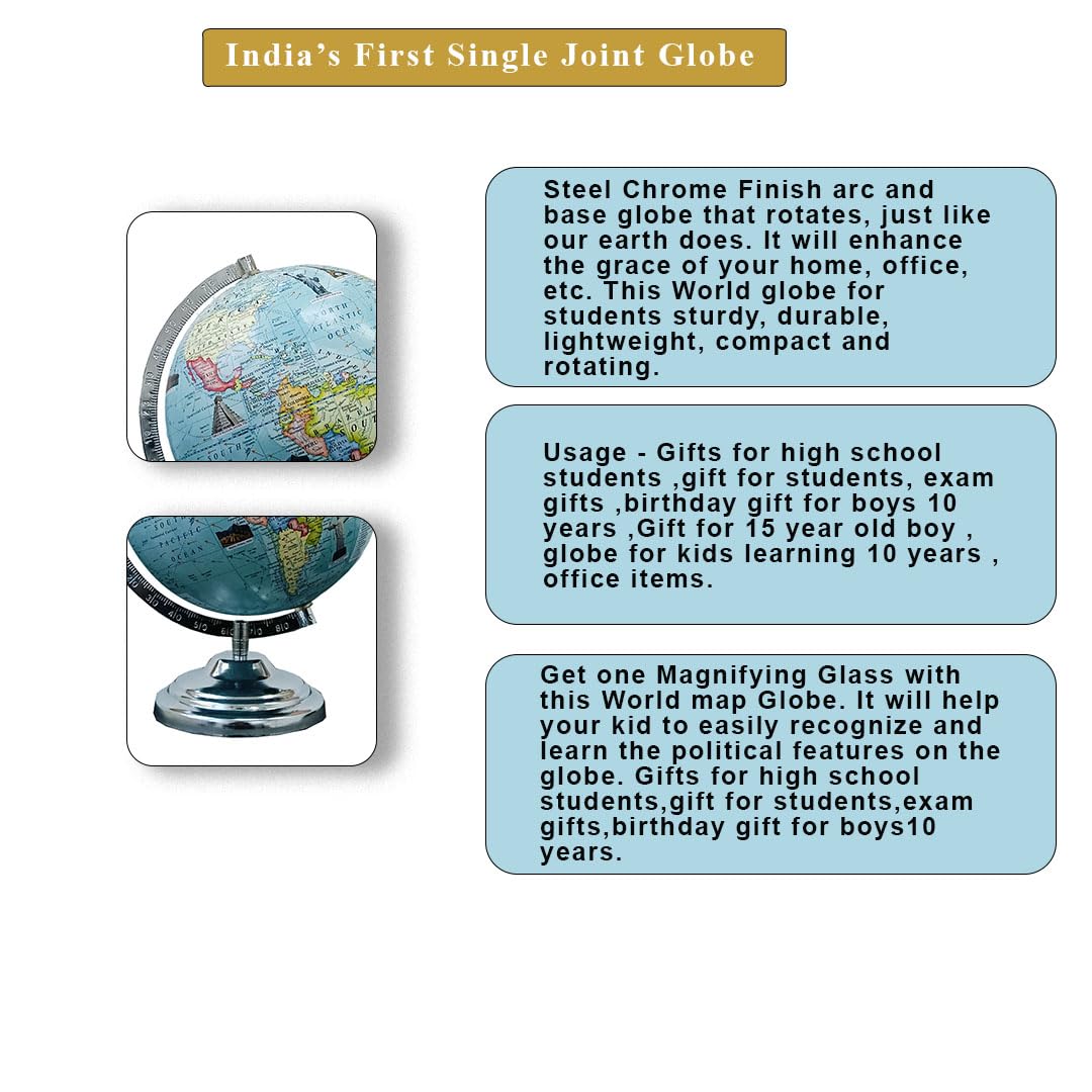 Rotating English Globe With Sturdy Metal Stand For Home Decor, Office Decor & Study Table Decor, Birthday, Party Gifts & Anniversary, Pack Of 1