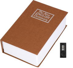Alloy Steel Book Safe With Combination Lock, Dictionary Book Safe, Portable Safe Box, Great For Storing Cash, Jewellery, Kids, Money & Diamond Ring Small- 18*11.5*5.5 Cm, Colour - Brown