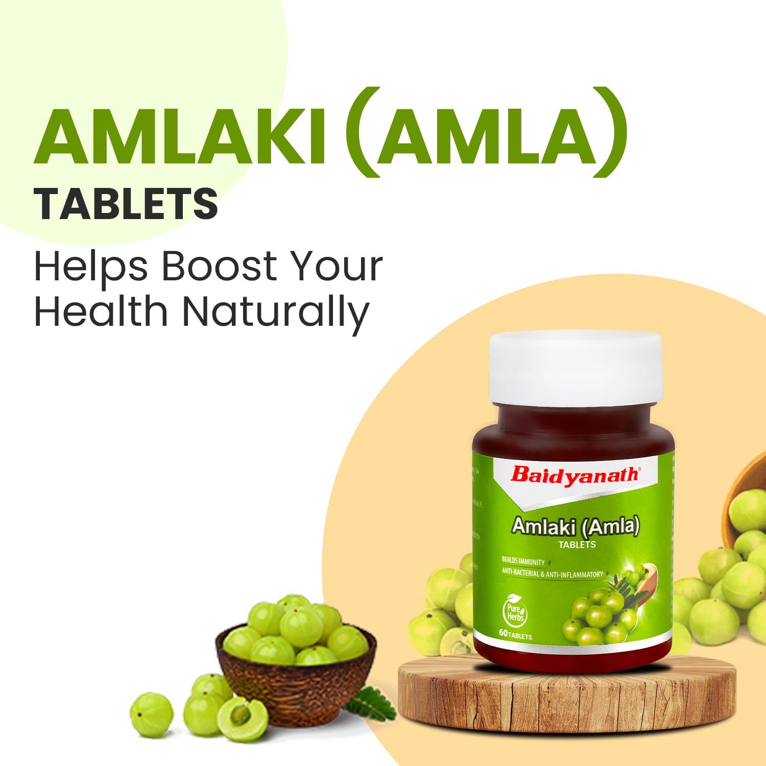 Baidyanath Amlaki Amla Natural Health Booster For Enhanced Hair, Skin, Digestive Health, Metabolism Support & Sugar Level Management | 60 Tablets , 100gm 0.2lbs Each Pack Of 2