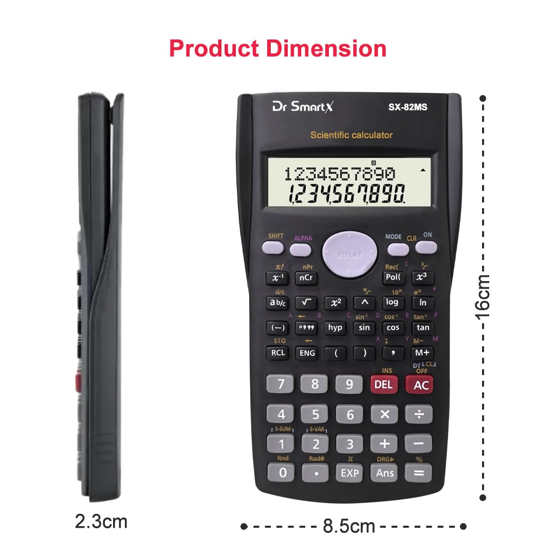Scientific Calculator For Students, Engineers, Scientists & College, 240 Functions, 12 Digit, 2-line Display Advanced Scientific Calculator SX-82MS, Scientific Calculator (Black)