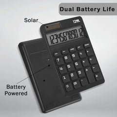 Eoocoo Desk Calculator With Large Key Buttons,12 Digits Standard Large LCD Display Solar And Battery Powered For Office, School, Home & Business Use - Black