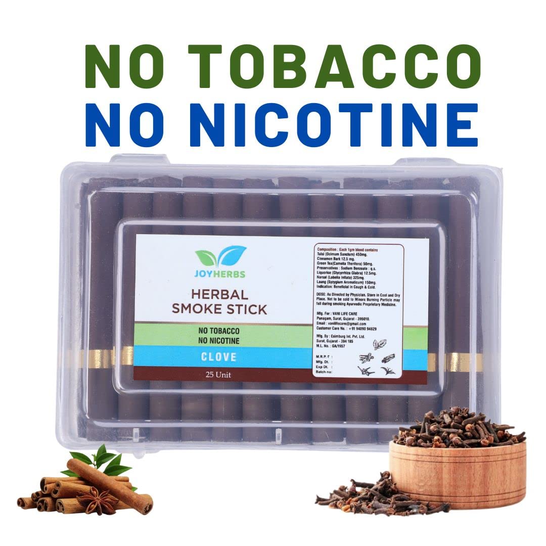 Herbals Clove Flavour Cigarette, Tobacco & Nicotine Free Herbal Smoke Sticks - 1 Packet 25 Sticks