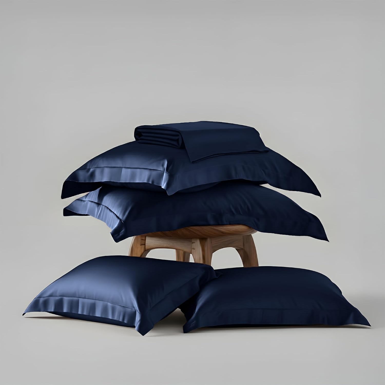 1 Flat Bedsheet King Size With 4 Pillow Cover - 108 X 108 Inches, Blue | Wedding, Bedroom, Date Night Collection | 300 Thread Count