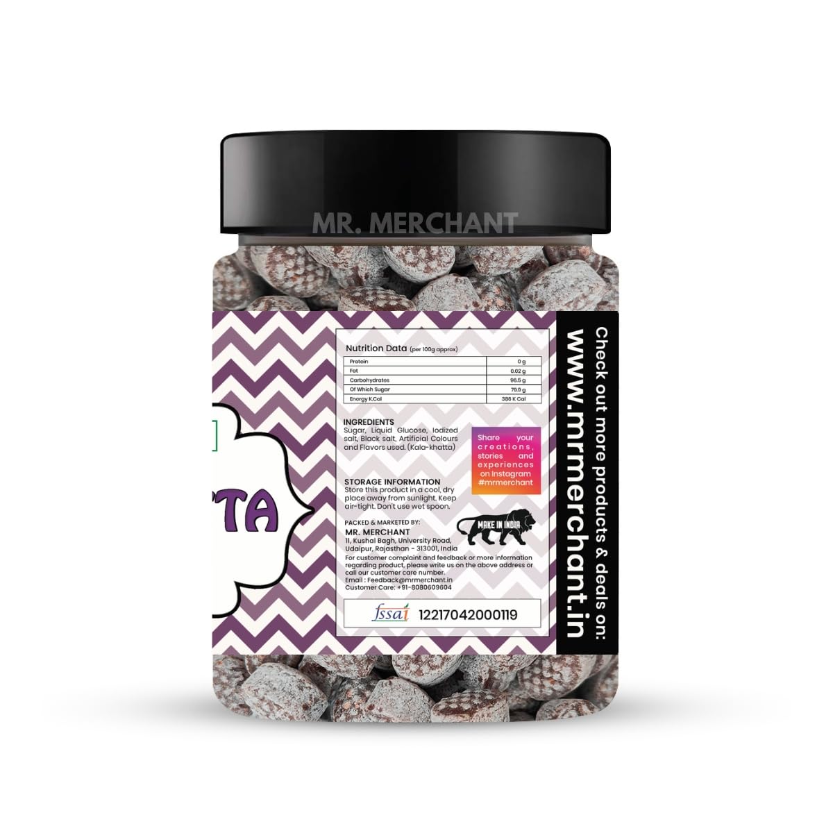 Mr. Merchant Kala-Khatta Candy 300gm, | Jar Pack