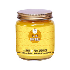 Premium A2 Gir Cow Ghee By Adya Organics | Good Source Of Healthy Desi Cow Ghee Perfect For Glowing Skin | (500ml) 16.9 Ounce | Jar Pack