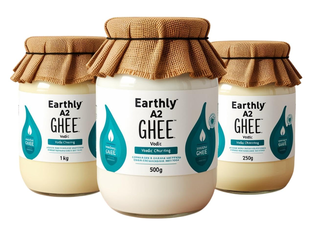 Premium Vedic A2 Ghee By Earthly | High In Protein Fiber Healthy Pure Desi Ghee Perfect For Heart Health | (250ml) 8.4 Ounce | Jar Pack