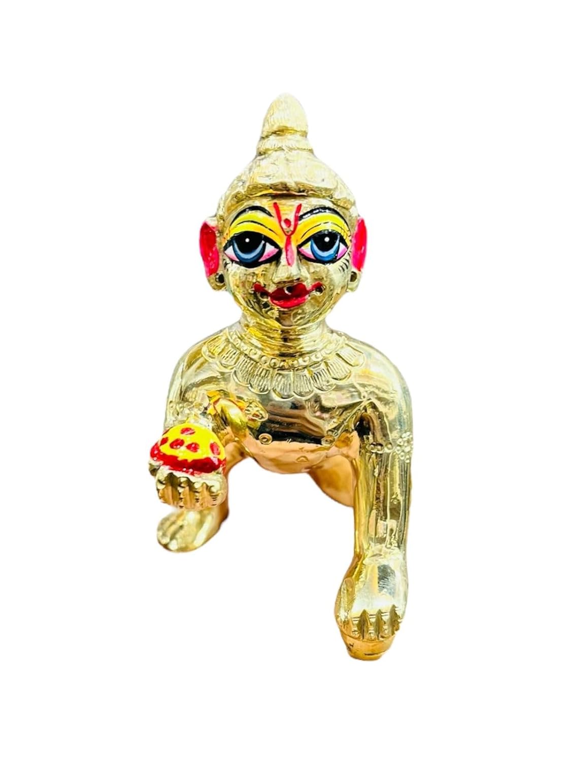 Laddu Gopal Brass Idol, Bal Gopal, Thakur Ji, Gold, Brass idol - Size No.4, Krishna Ji, Little Krishna Murti, Occasion-Housewarming, Handcrafted Petal Murti Of Laddoo Gopal Ji | Pack Of 1