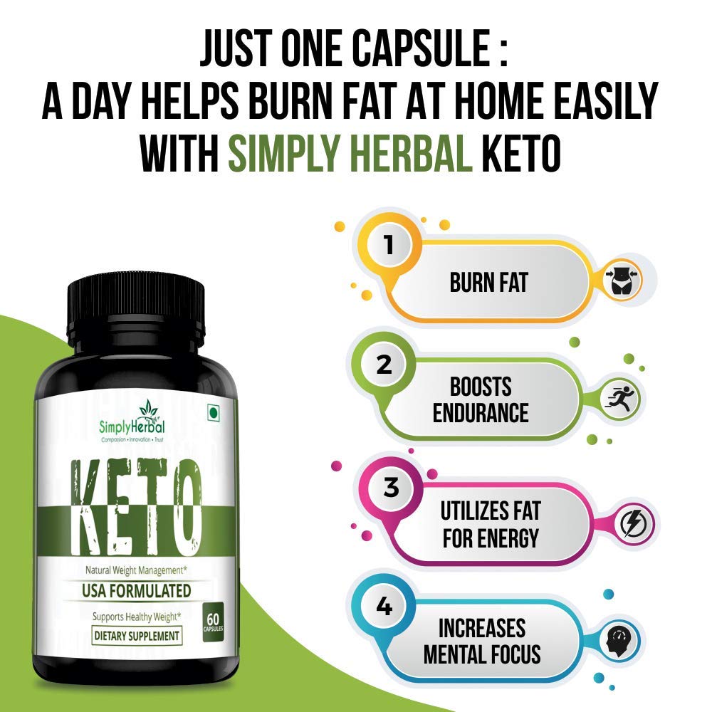 Simply Herbal Keto Weight Management Supplement 800mg With Green Tea, Coffee, Garcinia Cambogia Extract Support Metabolism, Appetite Suppression | 60 Capsules 100gm 0.2lbs