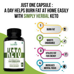 Simply Herbal Keto Weight Management Supplement 800mg With Green Tea, Coffee, Garcinia Cambogia Extract Support Metabolism, Appetite Suppression | 60 Capsules 100gm 0.2lbs