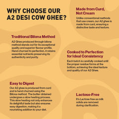 100% Pure A2 Desi Cow Ghee By Zama | Handmade Curd Churned Vedic Bilona Method Ghee Perfect For Use Puja | (250ml) 8.4 Ounce | Jar Pack