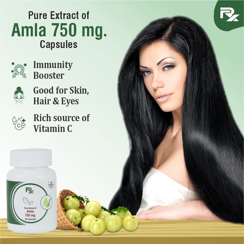 Rx Healthcare Limited Amla Ayurvedic Herbal Immunity Booster Capsule 750mg | 60 Capsules 100gm 0.2lbs