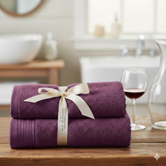 Prism Comfort 100% Cotton Hand Towel 500 Gsm | Fade Resistant Hand Towel Soft & Absorbent Towel (Purple) - 2 Pcs