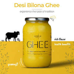 Natural Premium A2 Gir Cow Bilona Desi Ghee By Aumilk | Rich In Nutrients Healthy Desi Cow Ghee For Helps Improve Digestion | 500ml (250ml * 2) 16.9 Ounce | Jar Pack