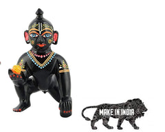 Laddu Gopal Idol, Baby Krishna Bal Gopal Murti, Brass, Black, Size - 2.5 Inch, Baby Krishna Statue, Antique Look, Occasion, Handmade, Home Décor, Thakur Ji Idol