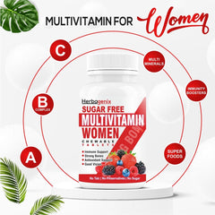 Herbagenix Multivitamin For Women, With Zinc, Vitamin C, D3, B12, Folic Acid, Biotin & Multiminerals, Antioxidant, Immunity & Superfoods Blend | 60 Chewable Tablets , 100gm 0.2lbs