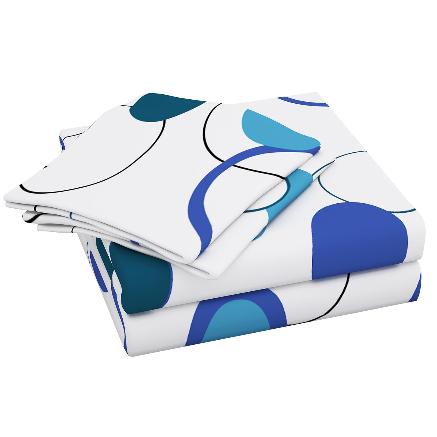100% Cotton Elastic Fitted Double Bedsheet For Queen Size 2 Pillow Cover - 88 X 100 Inches, White & Blue | Perfect For Festive Gifting | Durability & Long-Lasting Use