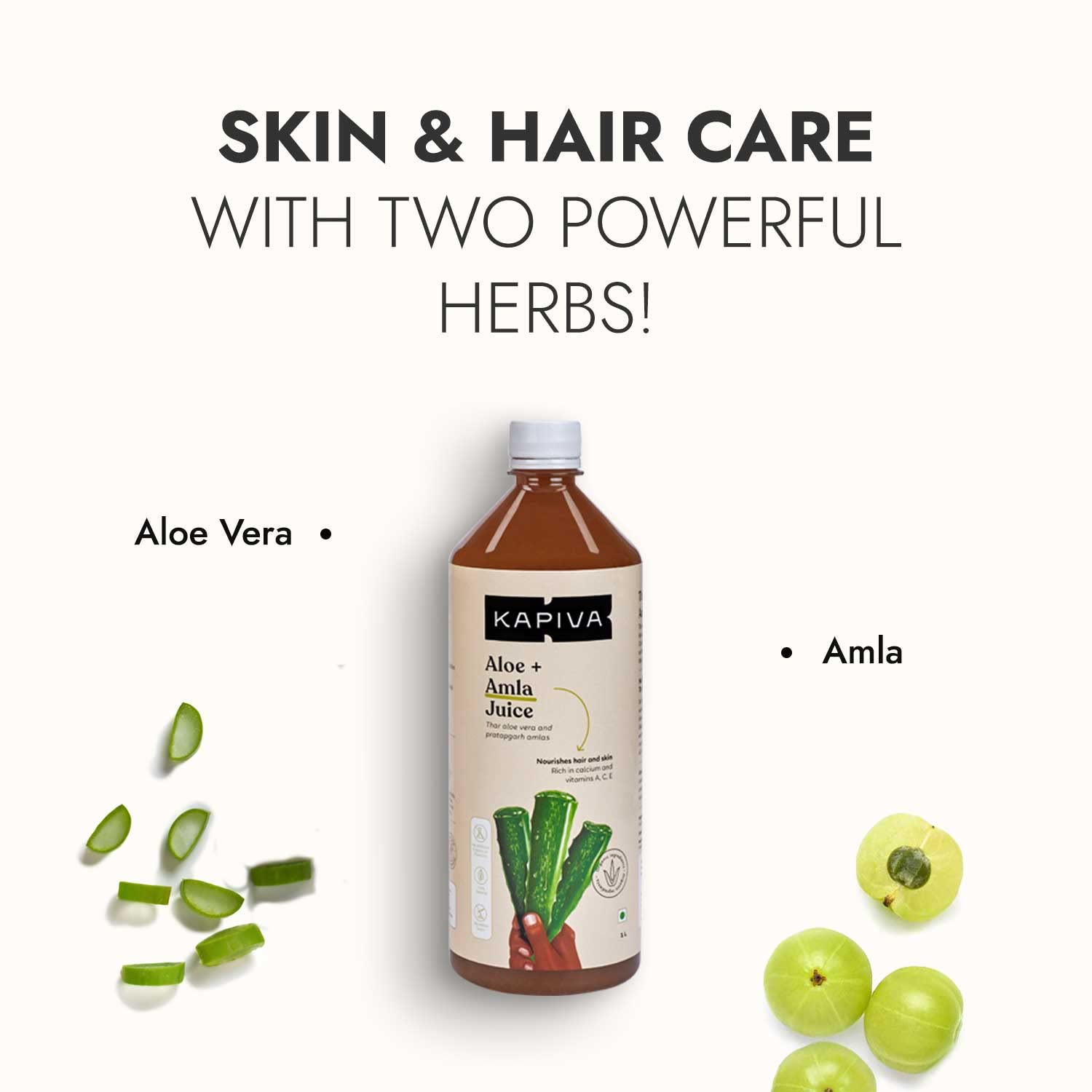 Kapiva Aloe Vera + Amla Juice Cold - Pressed Juice For Glowing Skin, Helps With Acne & Metabolism | 1 L 2.2lbs