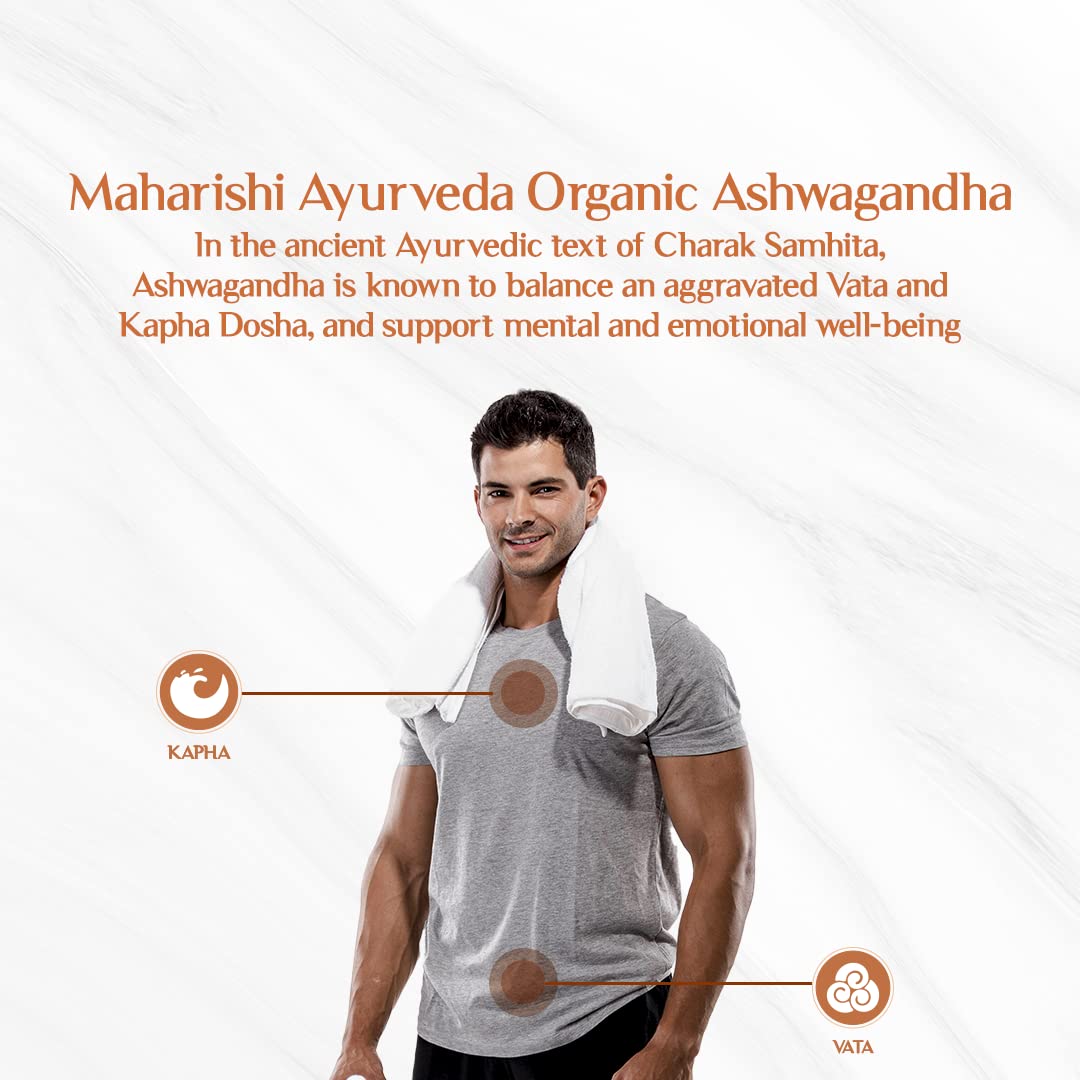 Maharishi Ayurveda Organic Ashwagandha 100% Organic General Wellness Tablets Rejuvenates Mind & Body Made With Pure Herbs | 60 Tablets 100gm 0.2lbs Each Pack Of 2