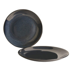 Ceramic Hand Glazed Dinner Serving Plates Set Of 2 - 10 Inches, Navy Blue | The Luxe Collection - Full Plates - Platters