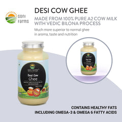 100% Pure 2 Cow Desi Ghee By Soni Farms | Traditional Bilona Method Healthy Pure Desi Ghee Good For Taste | (500ml) 16.9 Ounce | Jar Pack